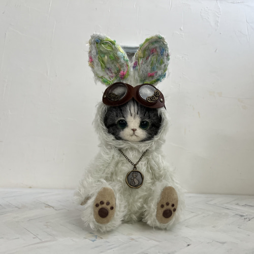 chata作家 羊毛フェルト テディベア ハンドメンド ぬいぐるみ ネコ chata作家 羊毛フェルト テディベア ハンドメンド ネコ ぬいぐるみ cat