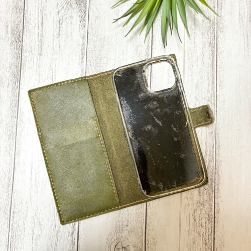 カーキ モスグリーン ダークグリーン iPhoneケース スマホケース 手帳