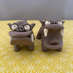 大丈夫シーサー(小・濃茶 NO.5) 縁起物 置物 手作り 陶器 小さい