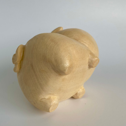 メモをくわえる木彫りのブタちゃん（ペン立て仕様） その他雑貨