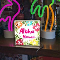 【文字変更無料】アロハ ハワイ ハイビスカス 店舗 自宅 ミニチュア ランプ 照明 看板 置物 雑貨 ライトBOX 4枚目の画像