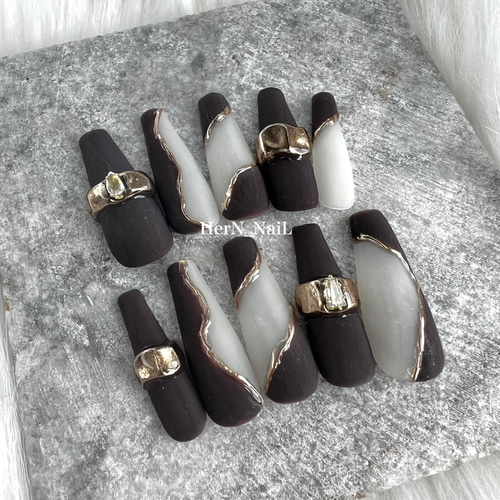 チョコブラウン ネイルチップ ネイルチップ 販売 ハンドメイド