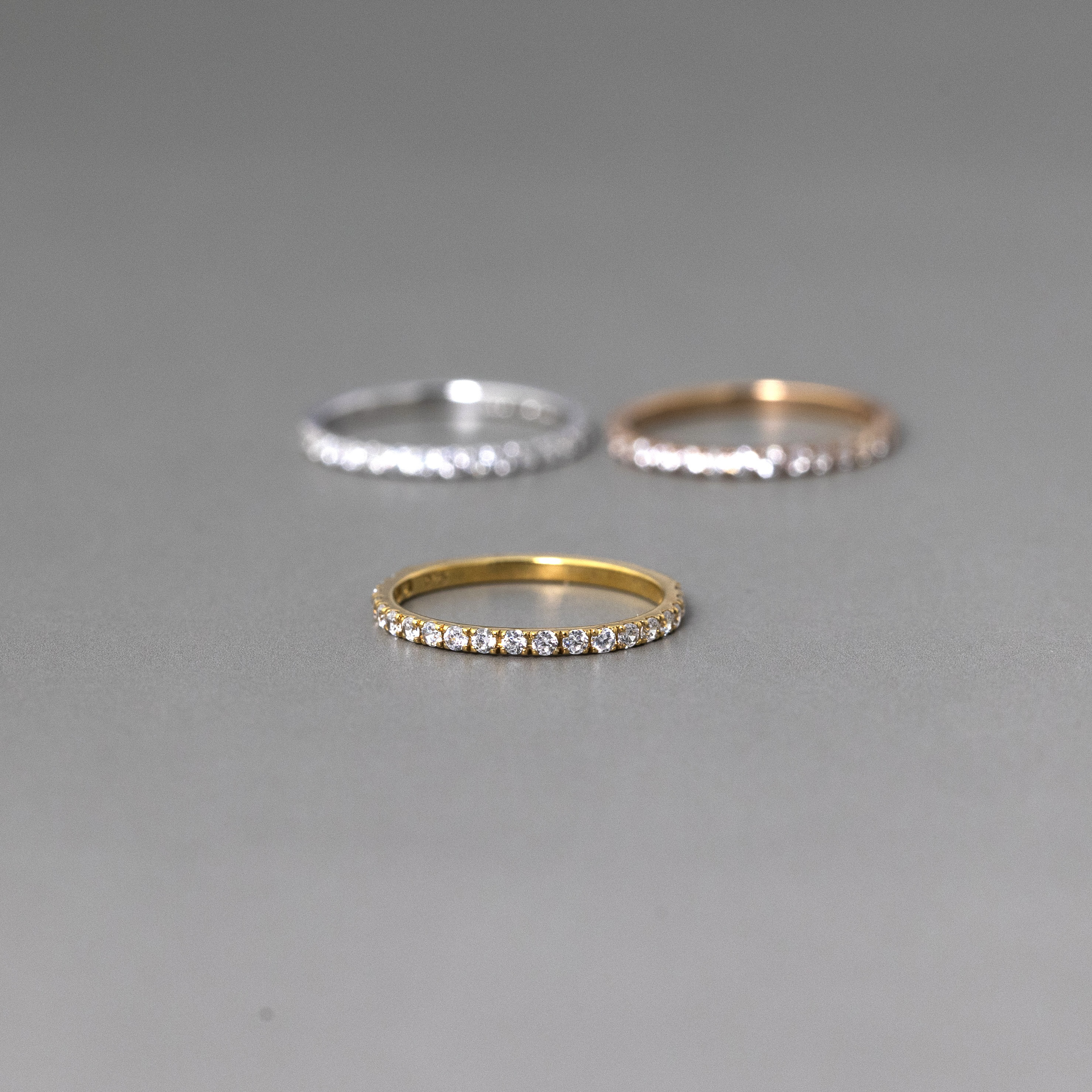 【K18イエローゴールド】ラボグロウンダイヤモンドのハーフエタニティーリング