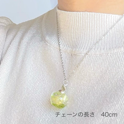 天然石とお花　リンゴのネックレス　ガラスドーム　金属アレルギー対応　サージカルステンレス　【受注生産】 9枚目の画像