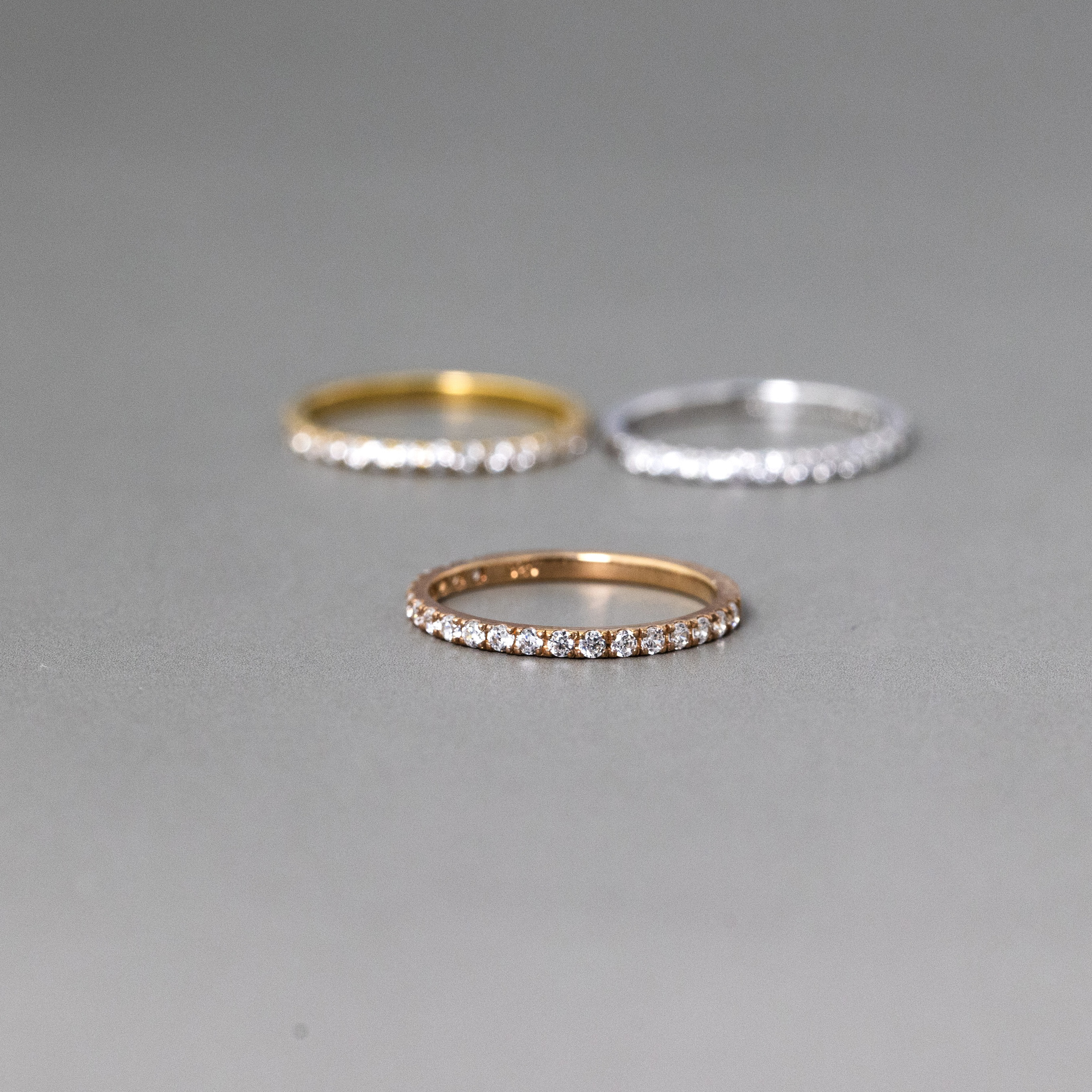 【K10ピンクゴールド】ラボグロウンダイヤモンドのハーフエタニティーリング