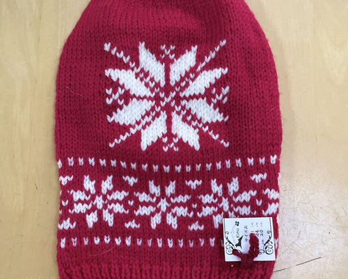 在庫）雪の結晶 赤 Lサイズ【犬用ニット】 ペット服・アクセサリー