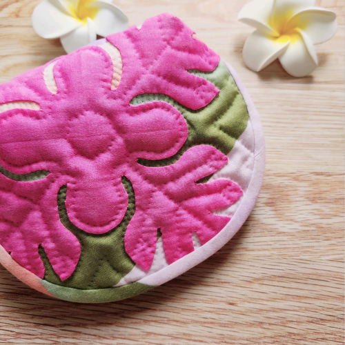 雑誌掲載＊パンの木のポーチ＊ハワイアンキルト キャシー中島 パッチ