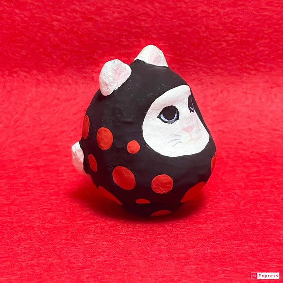 [新品] 圓點藝術黑貓達摩 | 藝術達摩貓達摩招財貓護身符 第8張的照片