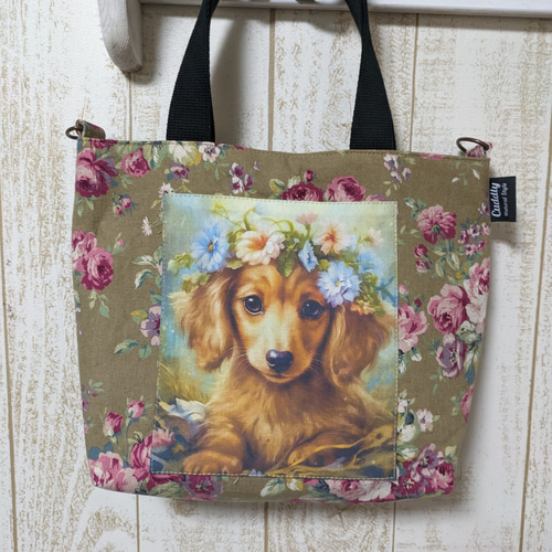 ミニバッグ ダックスフンド ローズ トートバッグ riko 通販｜Creema  