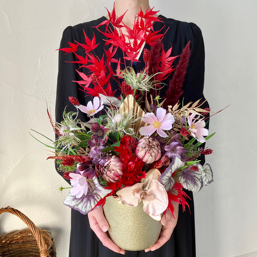 アートフラワー紅葉　100枚×27セットまとめ売り 和風もみじ〈秋のお祝いアレンジメント〉長寿祝い 還暦祝い 結婚祝い