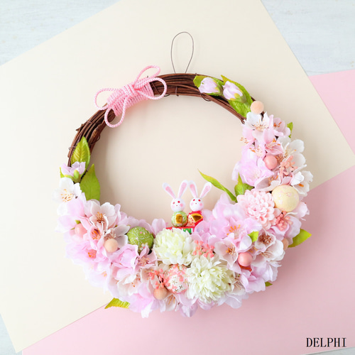 桜色のうさぎのひな祭りリース【アーティフィシャルフラワー/造花  