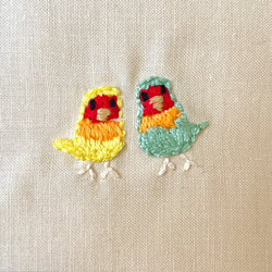 インコ刺繍上履き入れ  全4柄色(水色•紫•ベージュ•ピンク)入園入学　上履き袋【名入れ刺繍可能作品】 14枚目の画像