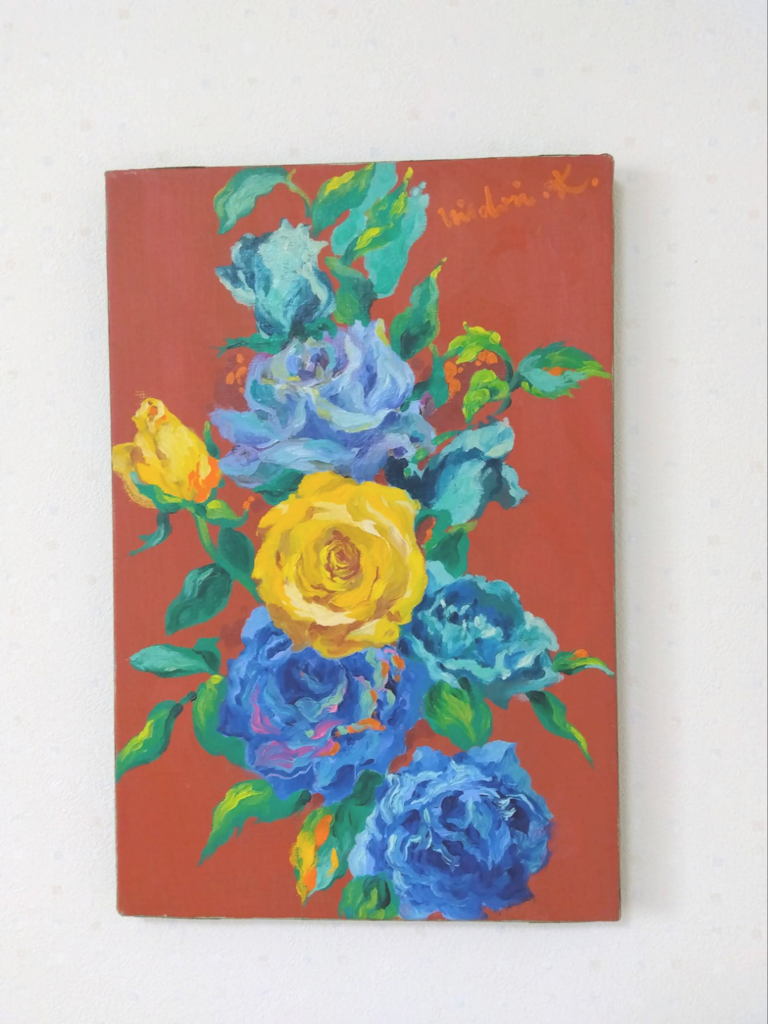 油彩画 バラの花束 楽天市場】バラ 花束（油彩画｜絵画）：アート・美術品・骨董品