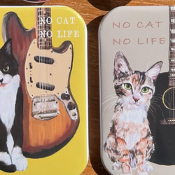 bonvoroid 猫とギター NO CAT NO LIFE 缶バッジ70mm 1枚目の画像