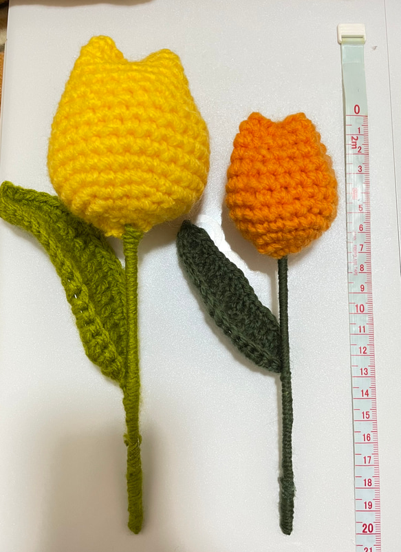 編みぐるみ　チューリップ　（小）　造花　花束 2枚目の画像