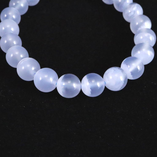 ブルーレースアゲート 空色縞瑪瑙 8.5mm玉ブレスレット 18.4g 【榎本