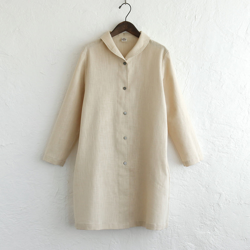 MOGA feerique　リネンコート　羽織　ベージュ　　ショールカラー MOGA feerique リネンコート 羽織 ベージュ ショールカラー