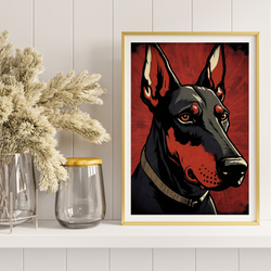 【Trinity (トリニティー)  - ドーベルマン犬 No.1】幸運 モダンアートポスター 犬の絵 犬の絵画 8枚目の画像