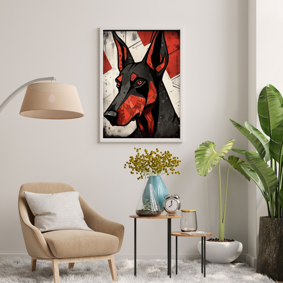【Trinity (トリニティー)  - ドーベルマン犬 No.2】幸運 モダンアートポスター 犬の絵 犬の絵画 7枚目の画像