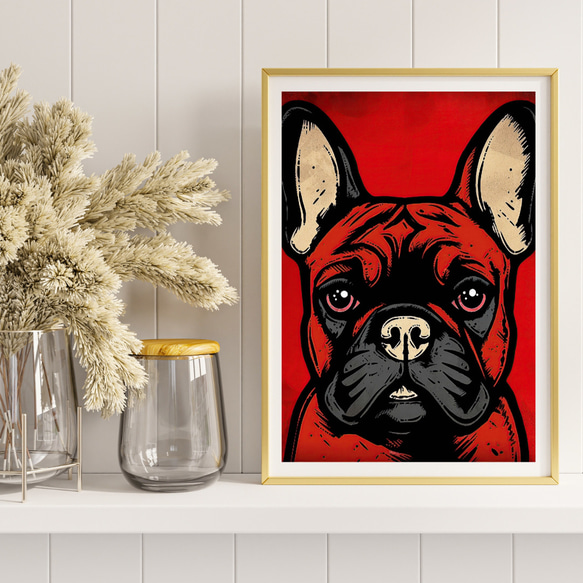 【Trinity (トリニティー)  - フレンチブルドッグ犬 No.1】幸運 モダンアートポスター 犬の絵 犬の絵画 8枚目の画像