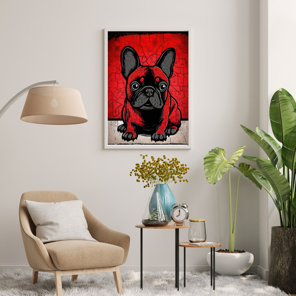 【Trinity (トリニティー)  - フレンチブルドッグ犬 No.5】幸運 モダンアートポスター 犬の絵 犬の絵画 7枚目の画像