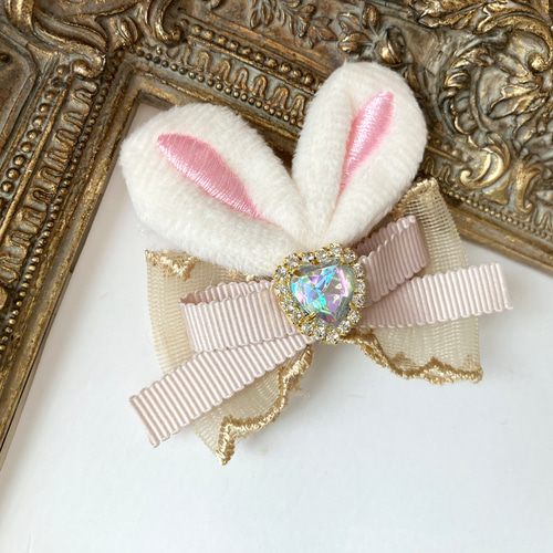 再販♡大人も可愛い☆うさぎ耳♡高級オーガンジーリボン☆ハートキッズ  