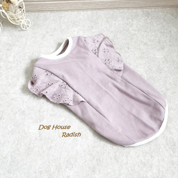 オーダー可＊ハンドメイド犬服＊フリル袖タンク・バニーちゃんピンク