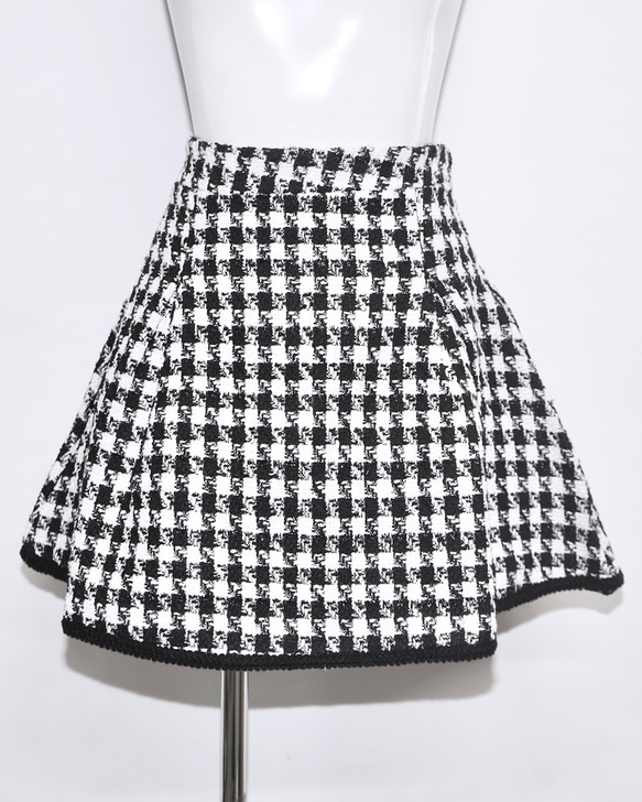 Monotone Houndstooth A-Line Skirt ミニスカート ブラック 黒 カジュアル 4枚目の画像