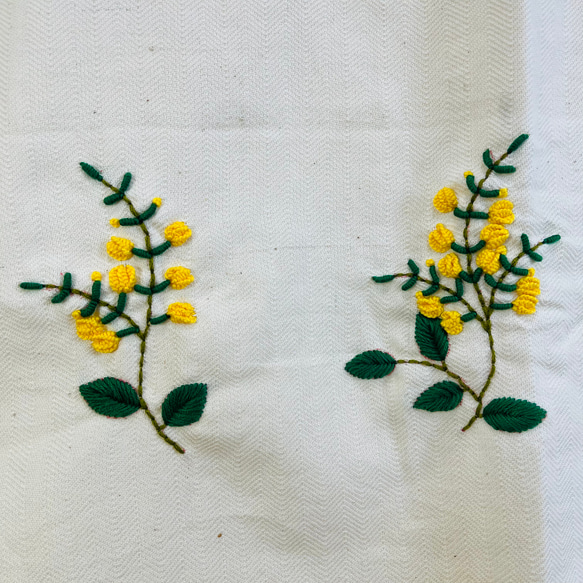 【春の期間限定セール中】花手刺繍 コットンストール【パダウ・アイボリー】 5枚目の画像