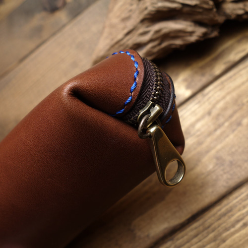 極上栃木レザー】総手縫い コンパクト ファスナーペンケース ペン