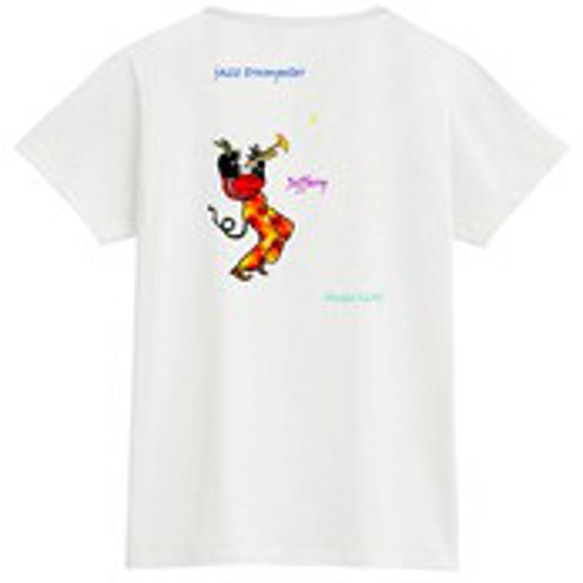 ジェフリー シンプル：プリントスターTシャツ（レディース：白） 5枚目の画像