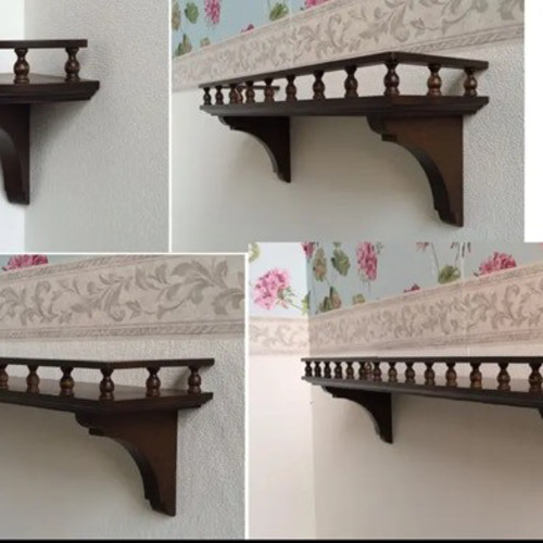 アンティーク　ダークブラウンコーナーシェルフ コーナーシェルフ（ダークブラウン）※セミオーダー可 壁掛けラック