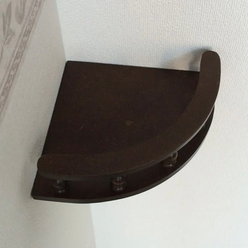 コーナーシェルフ（ダークブラウン）※セミオーダー可 壁掛けラック