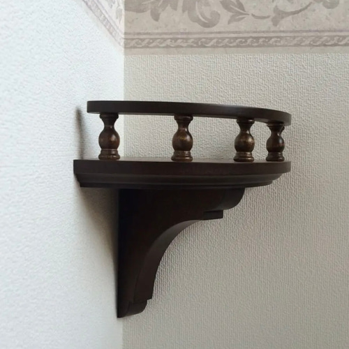 コーナーシェルフ（ダークブラウン）※セミオーダー可 壁掛けラック