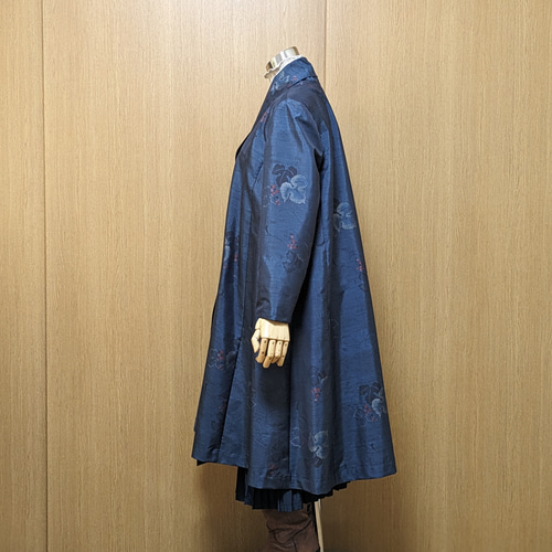 SOLD 着物リメイク フレアーコート 大島紬 M〜L スプリングコート さら