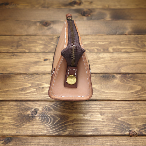 ◆◇送料無料【極上栃木レザー】総手縫い　名入れ無料　ツートーンペンケース◇◆ 極上栃木レザー】総手縫い 名入れ無料 ツートーンペンケース