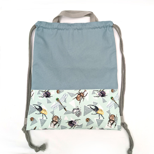 昆虫図鑑のナップサック☆内側撥水☆入園入学☆持ち手つき☆ヘラクレス