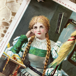 Sold！！糸車と金髪三つ編みの少女 アンティークポストカード 2枚目の画像