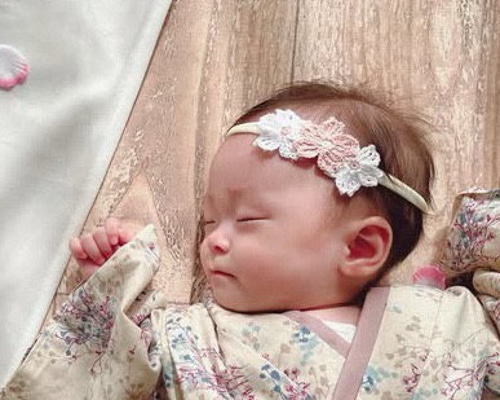 ID／新色♡ベビー袴 刺繍柄 つまみ細工ヘアバンド付き 初節句 B32 ID様