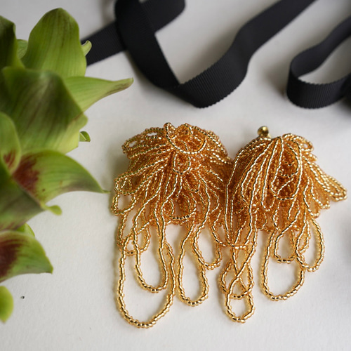 531 ピンク　フラワー　ゴールドリング　ピアス　イヤリング　ハンドメイド 531 ピンク フラワー ゴールドリング ピアス イヤリング