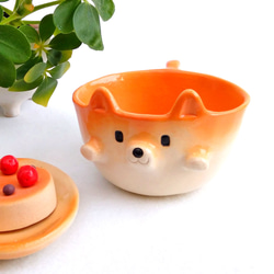 柴犬カップ・フライングポーズ150ml　*試作品　犬陶器 1枚目の画像