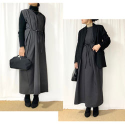 【人気】「カジュアル〜フォーマル着も出来る」2WAYロングワンピ (チャコールグレー) 6枚目の画像