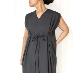 【人気】「カジュアル〜フォーマル着も出来る」2WAYロングワンピ (チャコールグレー) 5枚目の画像
