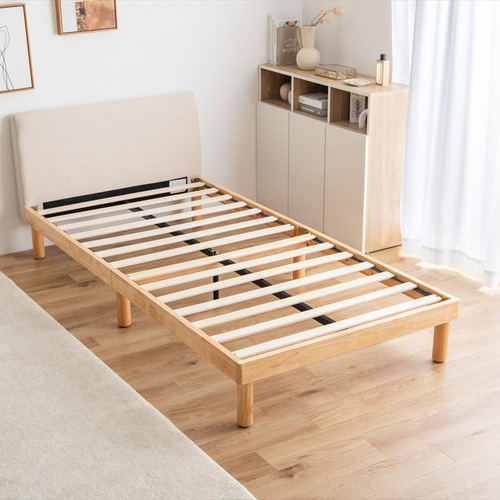 高密度ポケットコイルマットレス付シングルファブリックすのこベッド