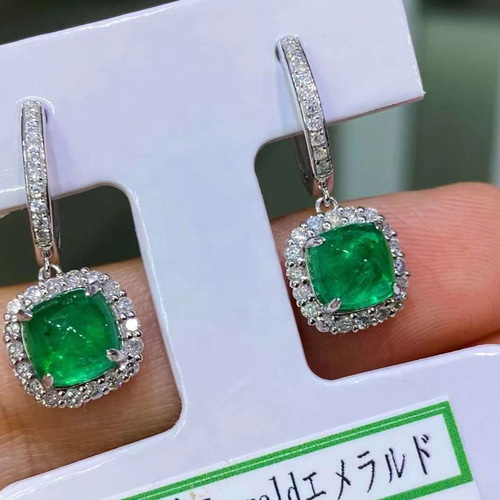 天然ダイヤモンド付きエメラルドピアスk18 ピアス(フープ 天然ダイヤモンド付きエメラルドピアスk18 ピアス(フープ