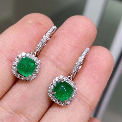 天然ダイヤモンド付きエメラルドピアスk18 ピアス(フープ 天然ダイヤモンド付きエメラルドピアスk18 ピアス(フープ