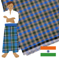 【商用可】南インドの涼しいボトムズ ルンギ布「STITCHED（縫い合わせ済み）」 071 1枚目の画像