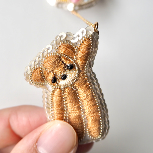 パールベア　テディベア　ビーズ テディベアのビーズ刺繍 - -ramu-GALLERY | minne byGMOペパボ