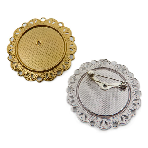 BP1038》ブローチ台 丸 アルミ 【3ヶ入り】 金具・チェーン Sippou