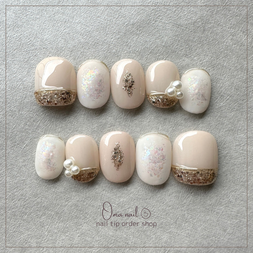 ネイルチップオーダー韓国ガーリーネイル